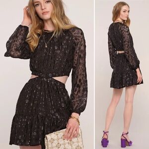 NWT Heartloom Sabina Dress Black Polka Dot Cut Out Back Skirt